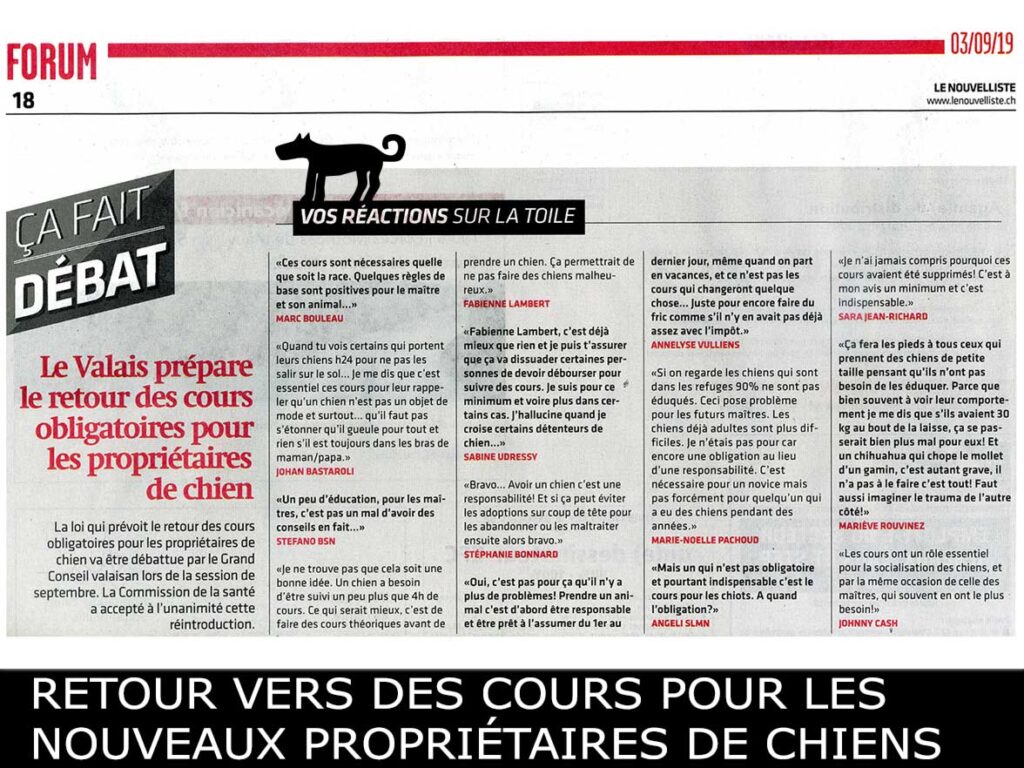 Cours obligatoires pour propriétaires de Chiot